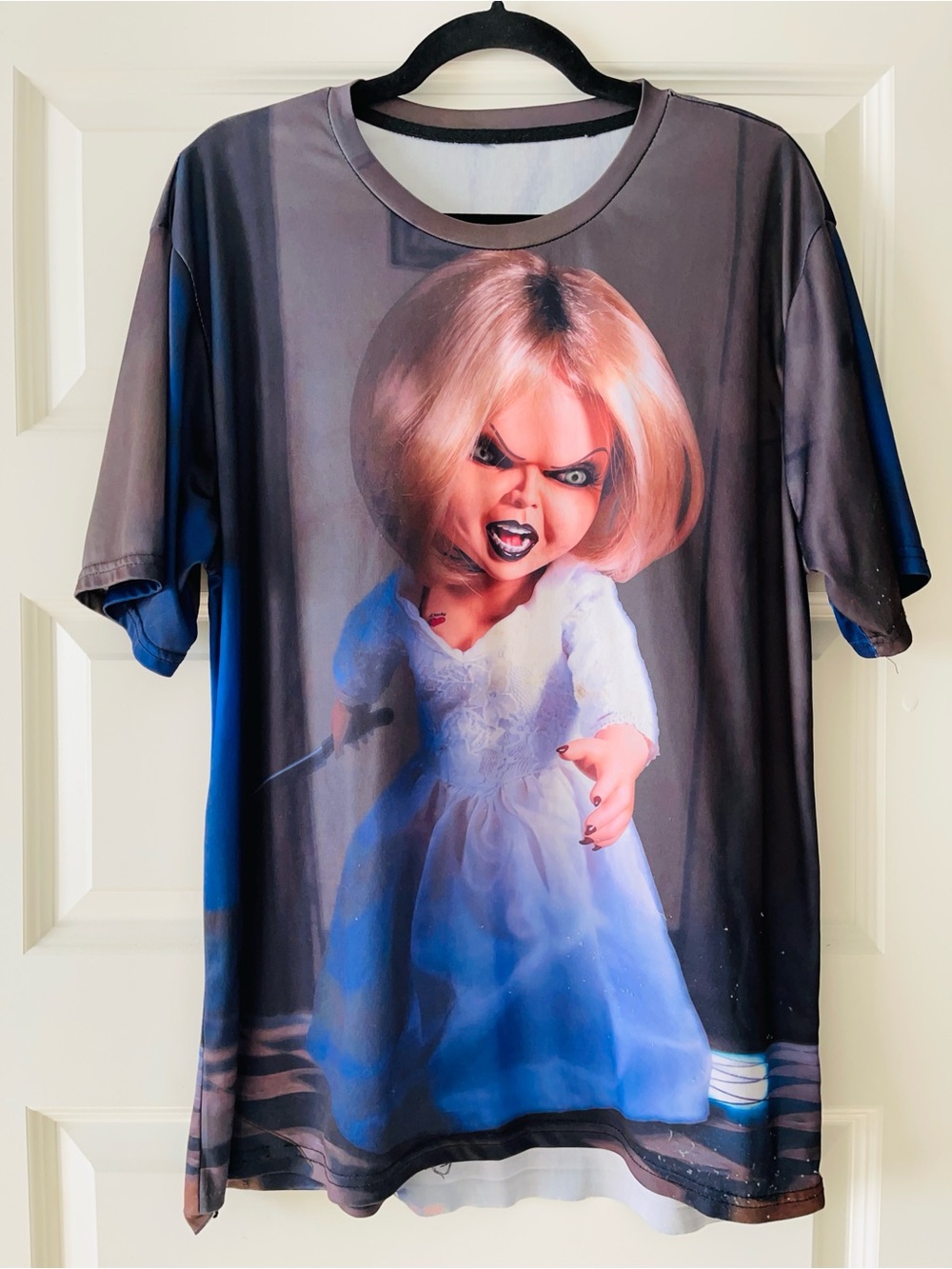 Adult' Graphic Chucky Bride T-Shirt - Blue/Black